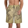 thumbnail image 1 of Balery Vintage World Map Traje de Baño Estilo Hawaiano para Hombre, Shorts de Secado Rápido con Bolsillos-XX-Large, 1 of 6