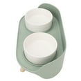 thumbnail image 1 of Elevated Cat Food Bowls, Ceramics Cat Raised Bowls Separate Design Prevent Spill Rounded Bowl Edge Cervical Spine Protection  For Small Dogs For Healthy Eating White,Green, 1 of 8