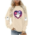 thumbnail image 4 of Fgvctg Womens Sweatshirt Retro Ghost Sweatshirt Long Sleeve Fall Clothes Beige Spooky Tops Oversized Halloween Fit Halloween Print Womens Outfits Beige L, 4 of 5