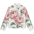thumbnail image 4 of Jackets for Women Winter Coat Jackets Flannel Stand Collar Jacket(Pink Peonies Floral Artwork,Size:S-4XL), 4 of 7