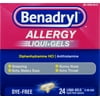 Benadryl Allergy Antihistamine Liqui-Gels Dye-Free Capsules - 24ct/6pk