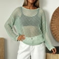 thumbnail image 2 of XIAONU Open Knit Sheer Pullover Sweater for Women Long Sleeve Crew Neck Casual Lightweight Loose Top, 2 of 4