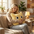 thumbnail image 6 of 17.7" Cartoon Cute Cat Pillow Soft Plush Stuffed Doll Kawaii Fluffy Plush Toy Huggable Companion Decorative Accent for Sofa Bed Living Room Bedroom Home Decor Birthday Gift for Kids Adults(Black), 6 of 6