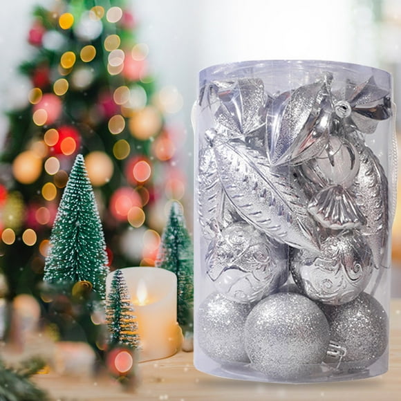 NANDIYNZHI Room Decor 21Pcs Christmas Tree Ornaments Set Golden Shatterproof Christmas Balls Decorations Xmas Decorative Hanging Ornaments Big Deal Silver