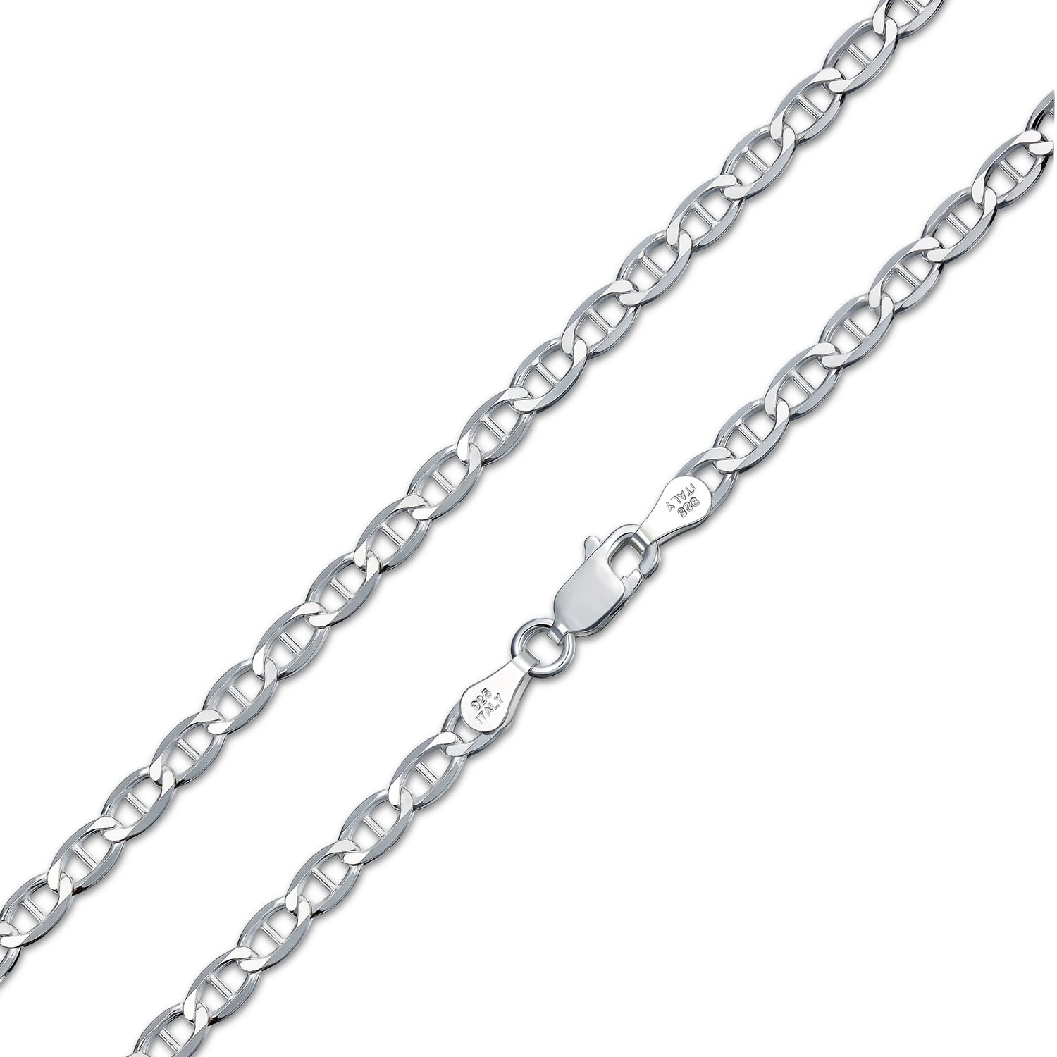 Brilliant Bijou Solid .925 Sterling Silver 7.75mm Figaro Anchor Chain Bracelet