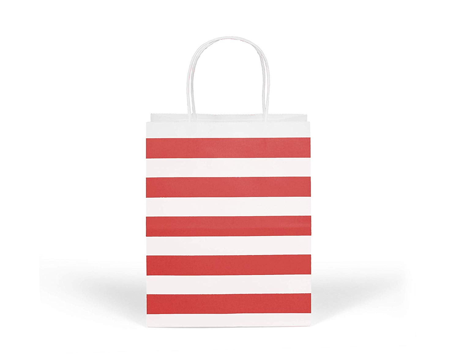 12Count Red Stripes Kraft Bags Gift Paper Bags with Handles, Biodegradable & Sturdy, Food