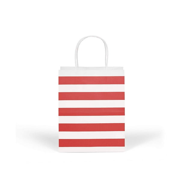 Download 12 Count Red Stripes Kraft Bags Gift Paper Bags With Handles Biodegradable Sturdy Food Safe Shopping Bag Gift Bag Red 12 Ct Medium Walmart Com Walmart Com