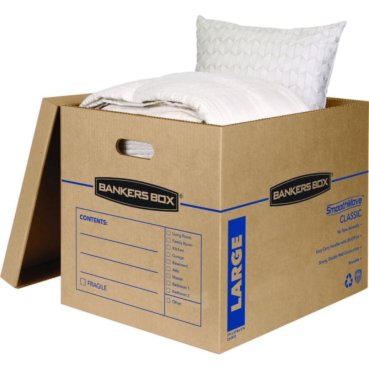 Bankers Smooth Move Classic Moving and Storage Boxes - Large, Brown Kraft/Blue (5/Carton) 7718201