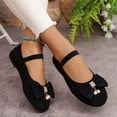 thumbnail image 3 of HEWUQI Bowknot Mary Jane Flats for Women Elatic Strap Soft Sole Ballet Slip on Wide Arch Support Commute Comfortable Dressy Shoes Black Size 7, 3 of 5