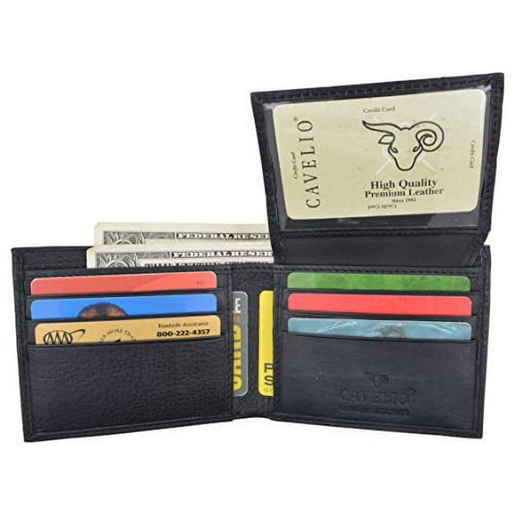 Cavelio Mens Premium Leather Slim Flap Up Card Id Holder Bifold Wallet
