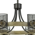 thumbnail image 4 of 6 Bulb Wooden and Metal Chandelier, Brown and Black, 4 of 5