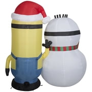 Gemmy Christmas Airblown Inflatable Kevin Building Snowman Scene Universal, 5 ft Tall, White