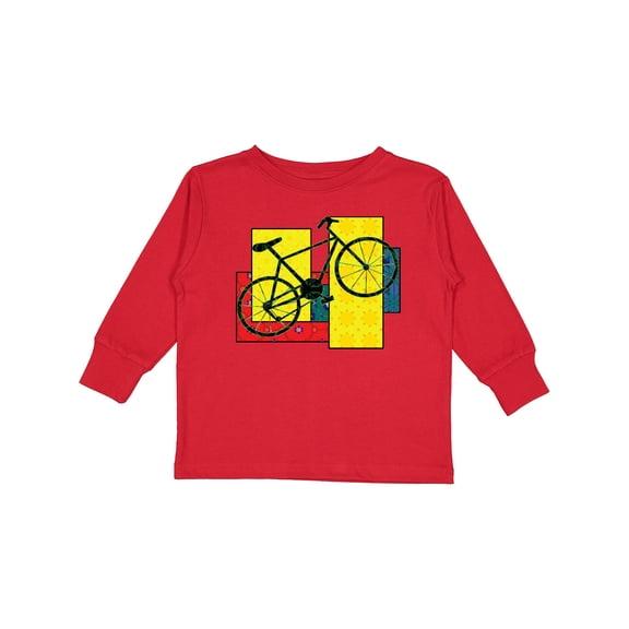 Inktastic Bike Pattern Blocks Boys or Girls Long Sleeve Toddler T-Shirt