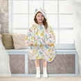 thumbnail image 7 of Dailycode Wearable Blanket Hoodie Oversized Sherpa Flannel Blankets with Pocket for 3-14 Year Old Cartoon Colorful Giraffes and Flowers, 7 of 7