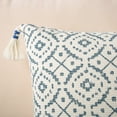 thumbnail image 3 of Phantoscope Printed Boho Woven Tufted with Tassel Series Decorative Throw Pillow, 18" x 18", Blue, 1 Pack, 3 of 4