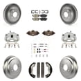 thumbnail image 1 of Transit Auto Front Rear Disc Brake Caliper Coated Rotors Drums Semi-Metallic Pads Shoes Wheel Cylinders and Hardware Kit (11Pc) for Car Hyundai Accent Kia Rio Rio5 KCG-101284N, 1 of 11