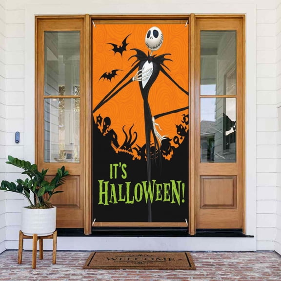 Door Cover Decorations The Nightmare Before Christmas Door Banner Porch Sign Banner For Indoor Outdoor Wall Home Party Supplies 72.8 x 35.4 Inch