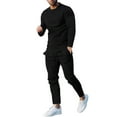 thumbnail image 3 of VBTAPA Mens Sweatsuit 2 Piece Outfits Solid Casual Tracksuit Long Sleeve Crewneck Sweatshit and Sweatpants Matching Set Sports Jogging Suits with Pockets 90% off Clearance Sale Black XXXL, 3 of 6