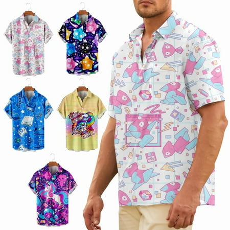 

Aloha Hawaiian Shirt Button Down Lapel Print Lightweight Clothing Apparel Sizes Kids-Adult Unisex