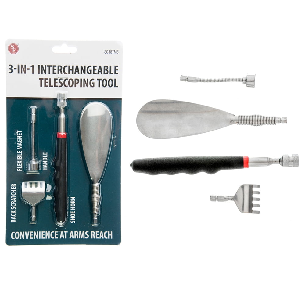Telescopic Multi Back Scratcher Shoe Horn Pick Up Tool 3in1