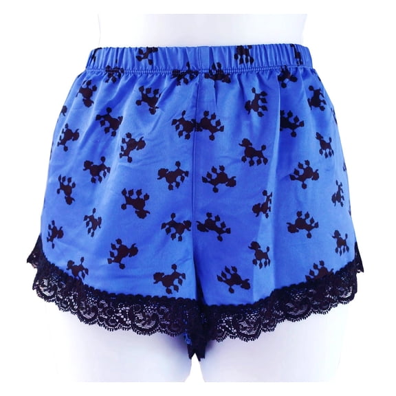 Material Girl Blue Poodle Satin Lace Tap Sleep Shorts Intimate Women's Small