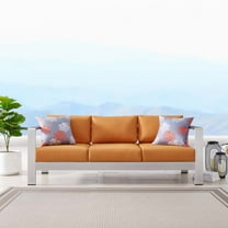 Modway Shore Outdoor Patio Aluminum Sofa in Silver Orange