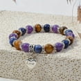 thumbnail image 5 of BingTong Natural Healing Stone Beaded Bracelet Amethyst Tiger Eye Stress Relief Yoga Bracelets Anxierty Protection Inspirational Chakra Jewelry Gifts for Women Men Multicolor, 5 of 6