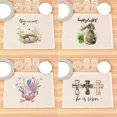 thumbnail image 3 of 2024 Placemat Cute Rabbit Printed Linen Happy Easter Dinning Table Mats Kitchen r Insulation Cup Mats Restaurant Meal Mat, 3 of 7