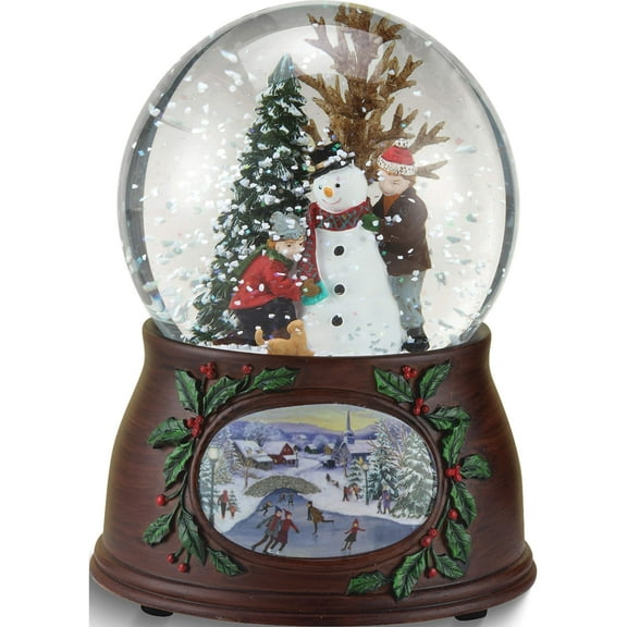 Fashion Glitterdome Musical Snowman With Kids (4 X 4) Made In China gm15743