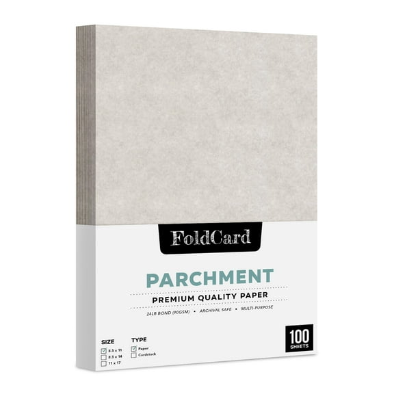 Smoke Gray Stationery Imitation Parchment Colored Regular Paper for Writing, Printing, Copy | 24lb Bond, 60lb Text (90GSM) | 8.5 x 11" | 100 Sheets per Pack