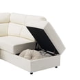 thumbnail image 5 of Manual Reclining Sectional Sofa Set, PU Leather Adjustable Recliner L-Shape Sectional Couch with Console & Cup Holders for Living Room (Beige), 5 of 9