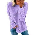thumbnail image 2 of Jsaierl Sweatshirt for Women Plus Size Solid Color Print Sweatshirts Round Neck Holiday Sweater Tops Workout Long Sleeve Blouses Winter Saving, 2 of 5