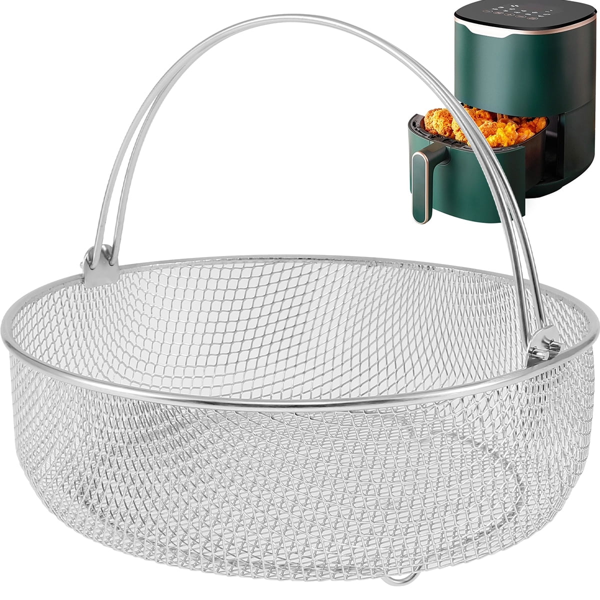 Daruoand Air Fryer Mesh Basket Stainless Steel Grill Basket Steamer