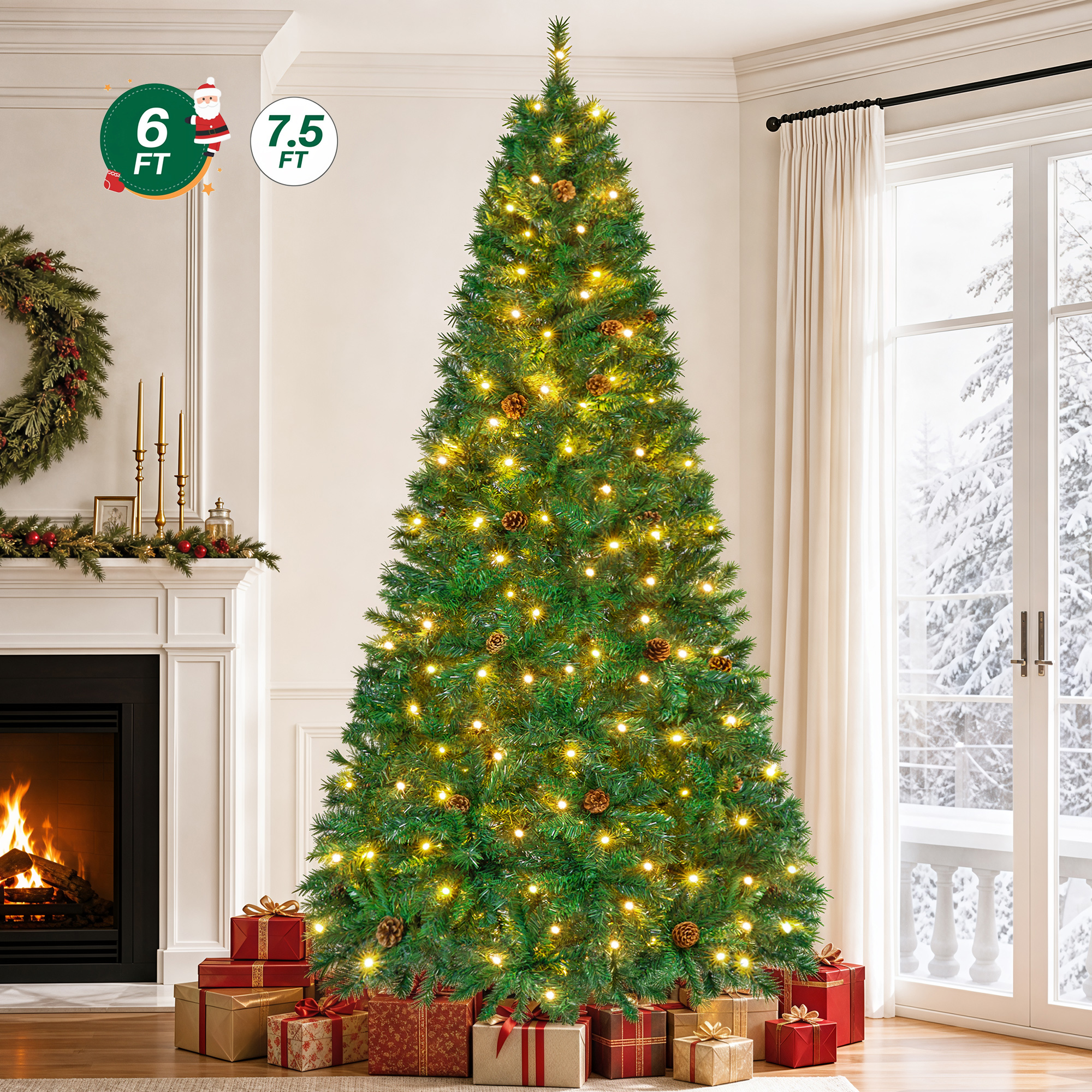 FIRSTNESS 6 Ft Pre-Lit Christmas Tree with 925 Branch Tips photo 1