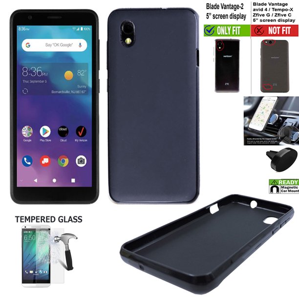 For Verizon Zte Blade Vantage 2 Case Blade Vantage2 Case 2tone Gel Tpu Cover Gel Black Tempered Glass Car Mount Walmart Com Walmart Com