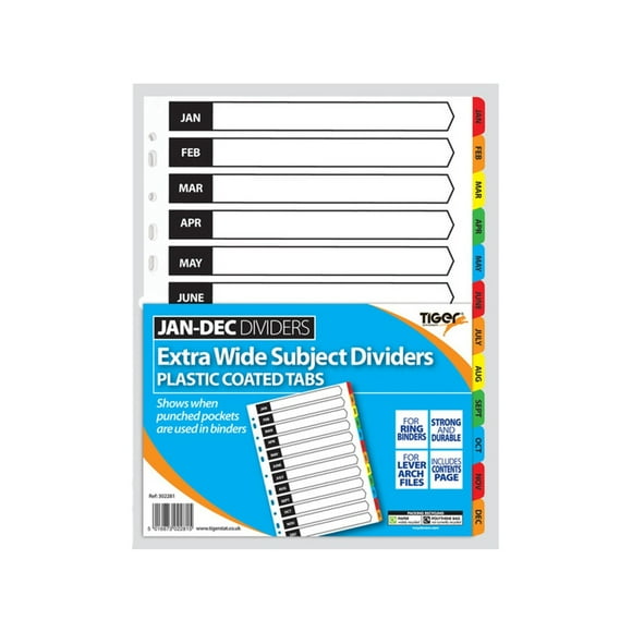 Tiger Stationery A4 Monthly Divider Set