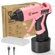 GoGonova Cordless Hot Glue Gun, 15s Fast Preheating with 25 Pcs Premium Mini Glue Sticks, USB-C Rechargeable, 5Ah Battery, Pink