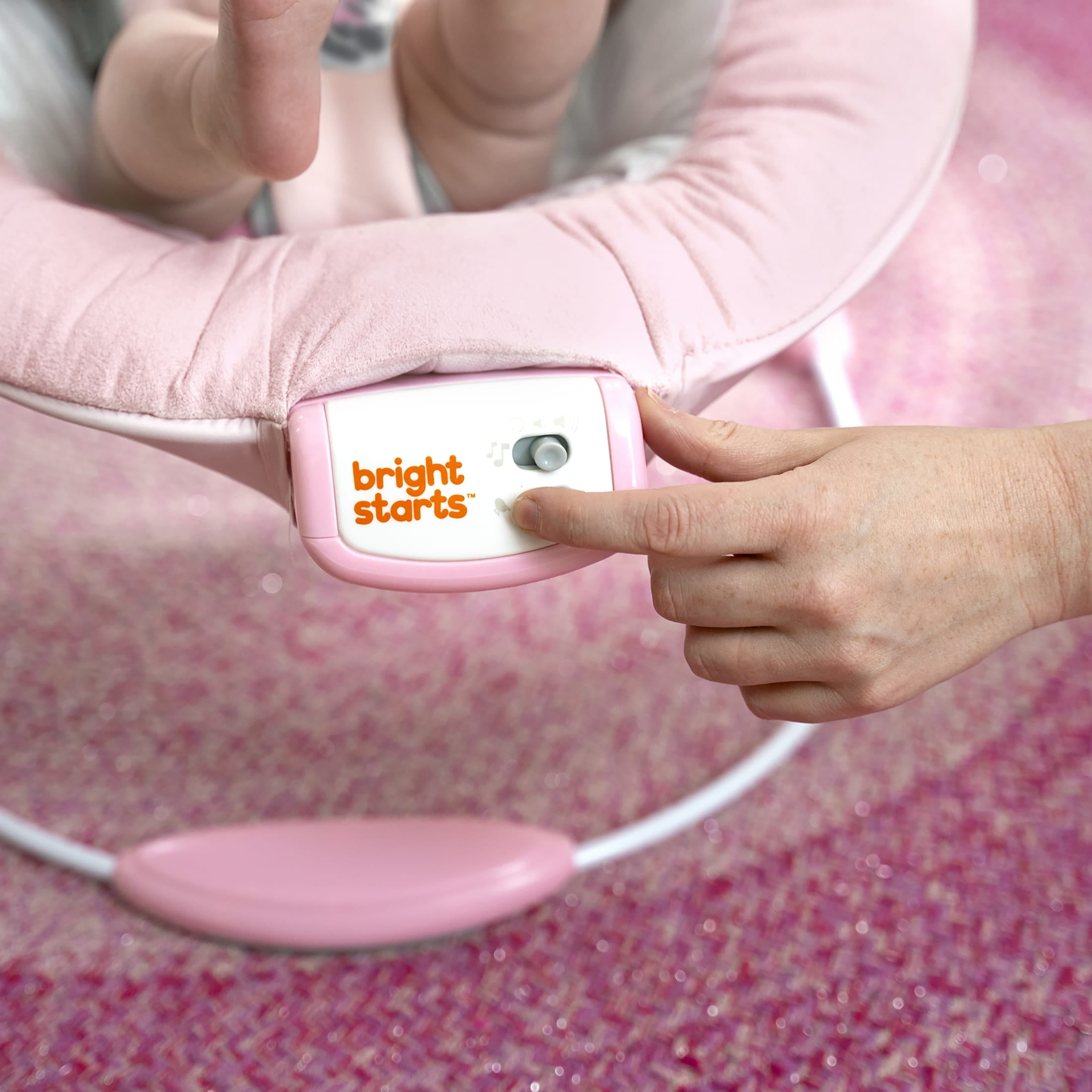 Disney Baby Slip Resistant Vibrating Infant Baby Bouncer, Minnie Mouse Rosy Skies by Bright Starts