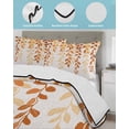 thumbnail image 4 of Quilts Twin Size Bedding Set, Orange Ombre Botanical Lightweight Quilted Comforter, Watercolor Country Leaf Rustic Soft Reversible Bedspread Coverlet with Pillow Covers for All Season, 68" x 86", 4 of 7