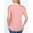 thumbnail image 4 of Women Casual Loose Fit V-Neck Cuff Dolman Sleeve Drop Shoulder Jersey T-shirts Top, 4 of 5