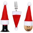 thumbnail image 1 of cubiertos, soportes para vajilla, soporte para cubiertos de Papá Noel navideños, tenedor de Navidad, bolsa de almacenamiento para cuchara, decoraciones para mesa de cena (rojo), 1 of 2