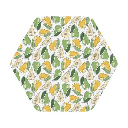 

Pofeuu Fruit Pears Print Leather Coasters Set of 6 Round Cups Mugs Mat Pad for Home Kitchen Heat Resistant Drink Coasters Hexagon