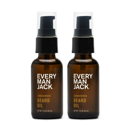 Every Man Jack Beard Oil - Moisturize, Soften Beard, Relieve Itch & Flakes - Sandalwood Scent - Vitamin E, Argan & Borage Oils - 1oz