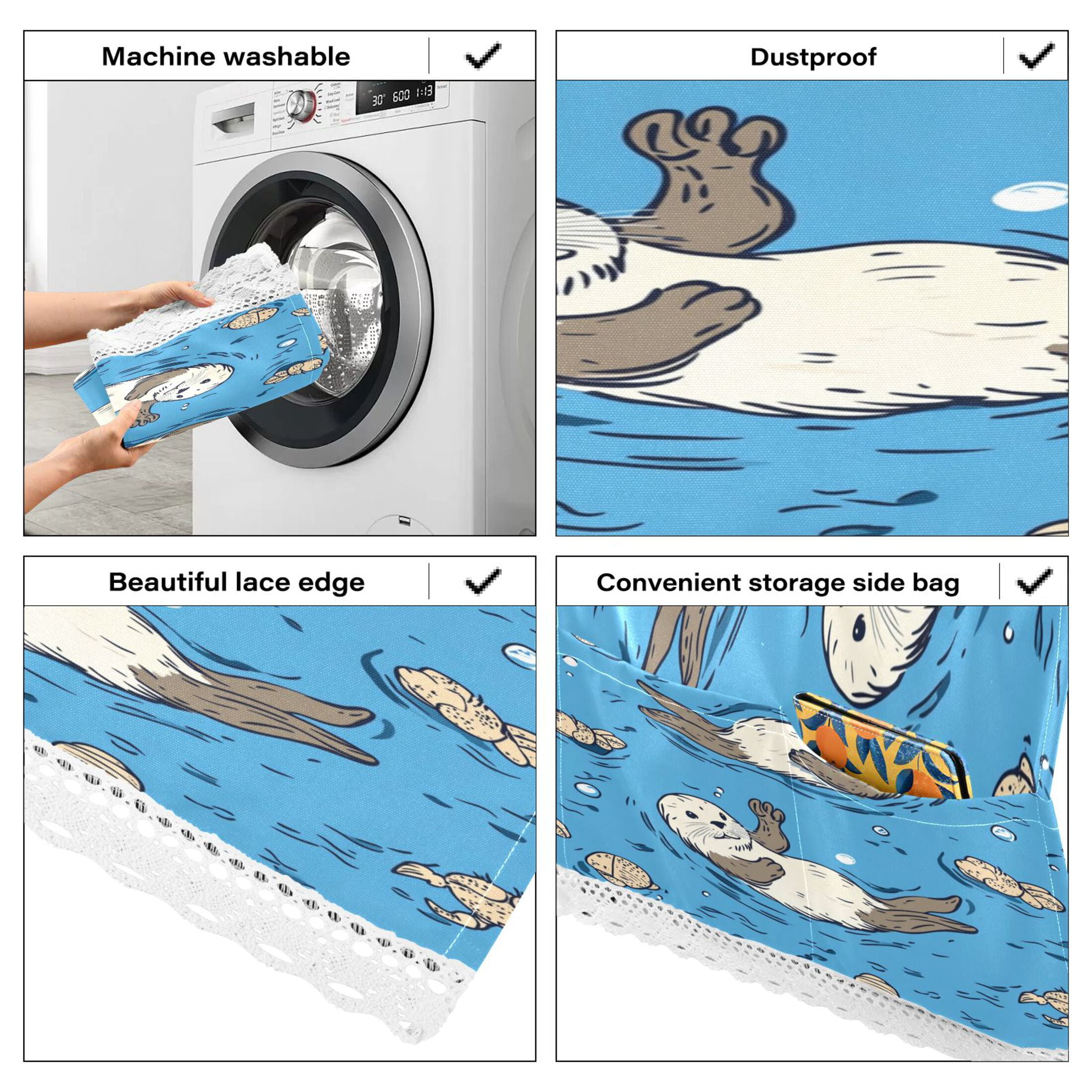 WOBOGO Cute Otter Pattern Washing Machine Cloth Dryer Refrigerator Top Cover Protective Non-Slip Mat For Kitchen Laundry