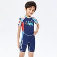 thumbnail image 4 of Soidarity Traje de buceo para niños, traje de baño de una pieza con cuello redondo, protección solar, traje de baño elástico, ropa de surf, Deportes acuáticos azul marino XXL, 4 of 6