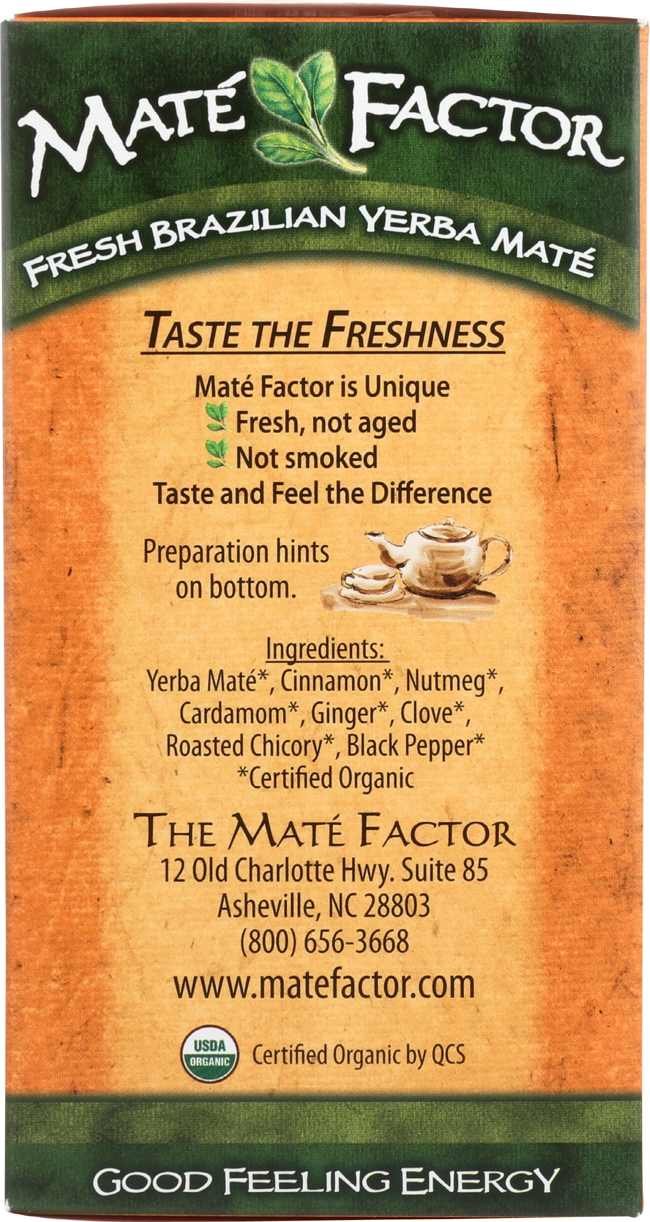 (Pack of 6) mate Factor Organic yerba Mate Chai, 2.47oz