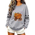 thumbnail image 2 of Women's Fall Clothes Sweatshirt Halloween Graphic Pullover Tops Crewneck Long Sleeve Casual Shirts Vintage Pumpkin Print Outerwear for Festival Party, 2 of 7