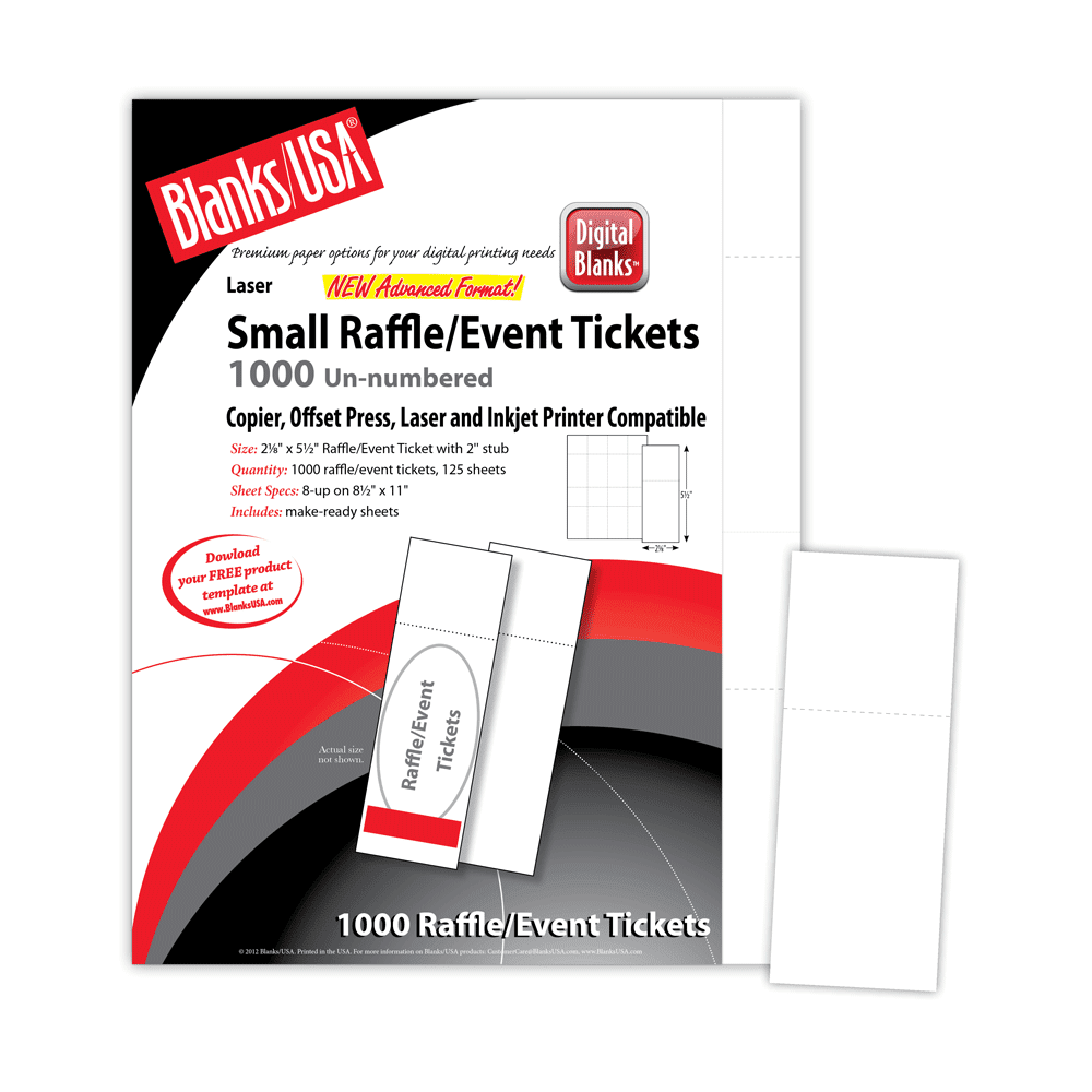 Blanks/USA 2 1/8" x 5 1/2" Digital Index Cover Event Ticket White 125/Pack (LTN810X9WH)