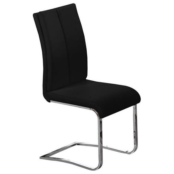 Best Master Furniture BA207 Black Chairs Russell Modern Faux Leather with Chrome Dining Side Chairs, Black - Set of 2