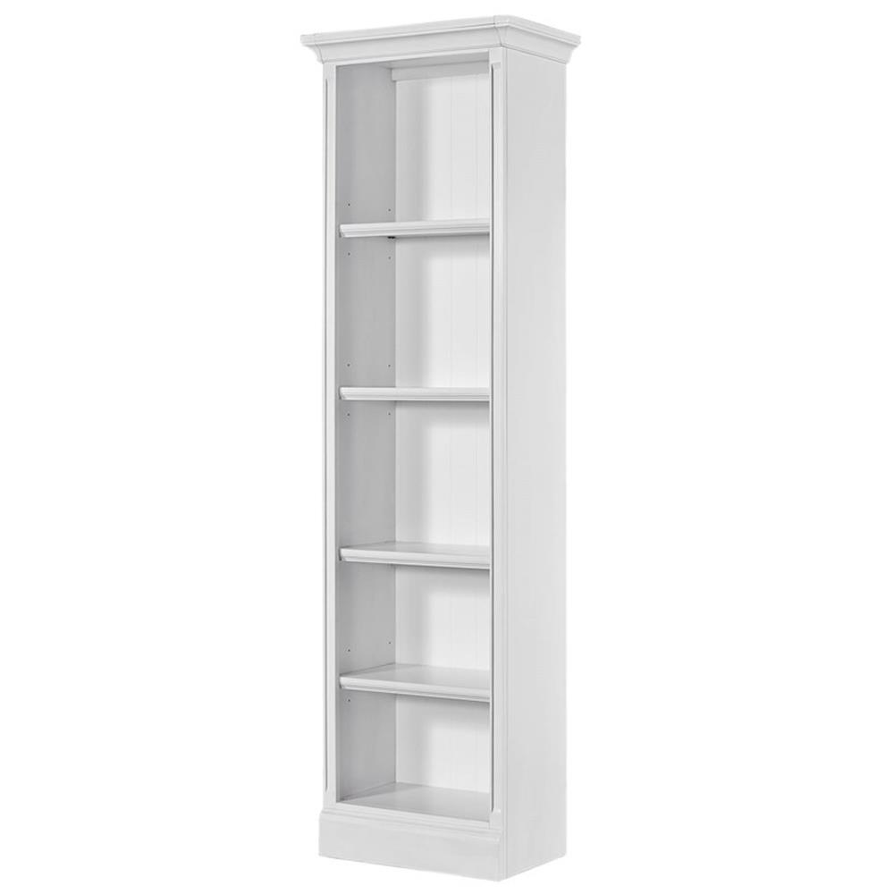Bowery Hill 24" Farmhouse Acacia Solid Wood Bookcase in Effortless White